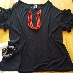 Agnes & Dora Frill Sleeve black 2X EUC